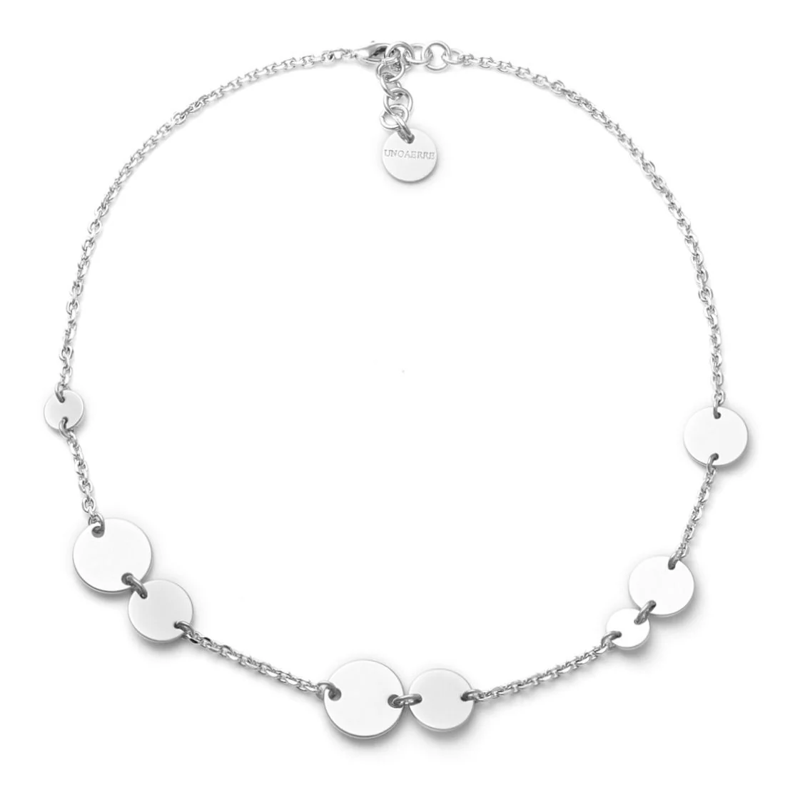 Collana Unoaerre 2589 catenella e cerchi in bronzo argentato bianco