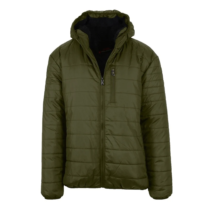 12 Pack Adult Bubble Jacket with Sherpa Lining in Olive