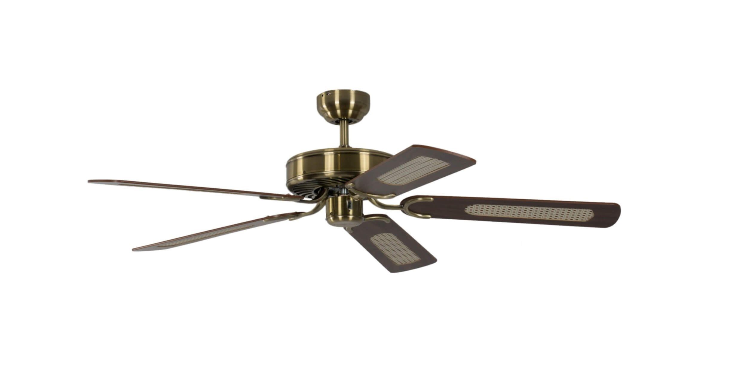 Deckenventilator Deckenventilator Potkuri Messing antik / Walnuss