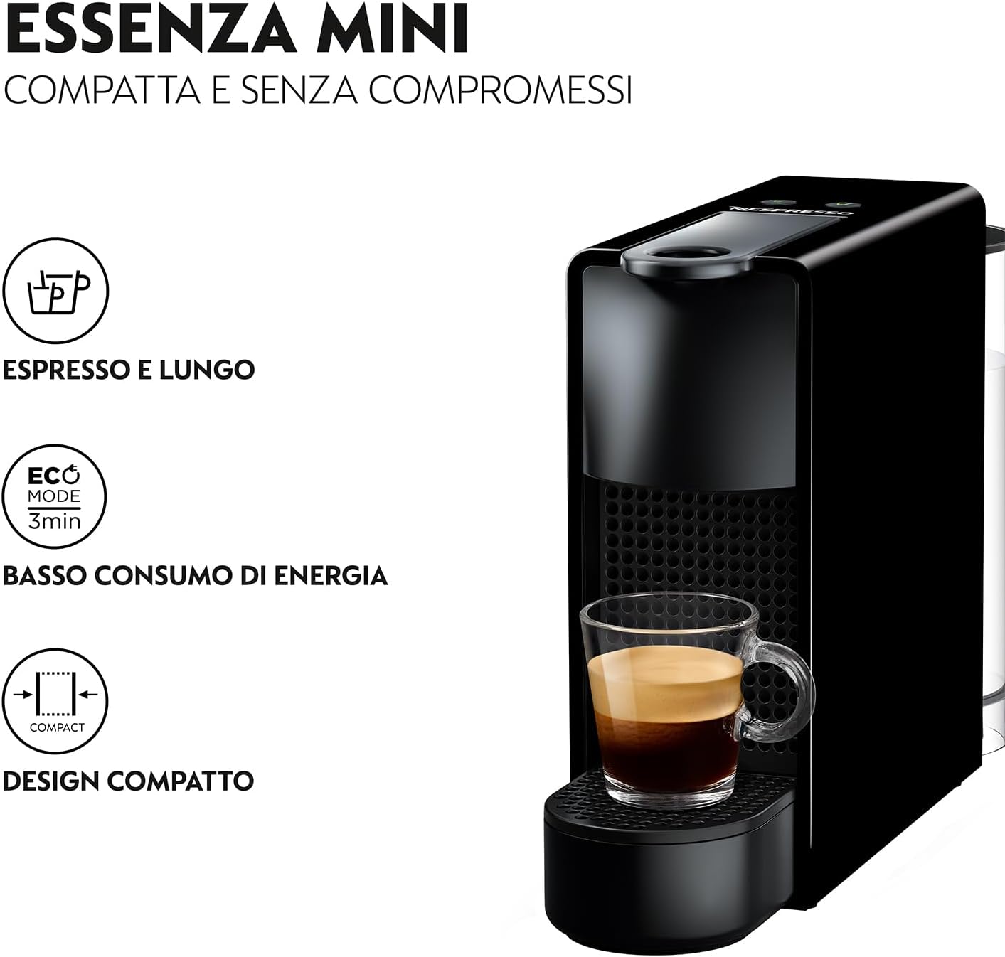 Krups Nespresso Essenza Mini XN1101, Coffee Machine, Nespresso Capsule System, Water Tank 0.6L, White