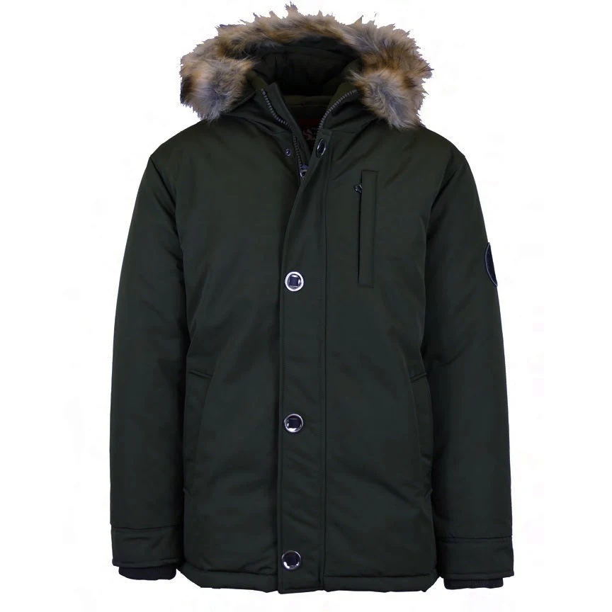 12 Pack Men's Heavyweight Parka Jacket with Fur Hood �C Black