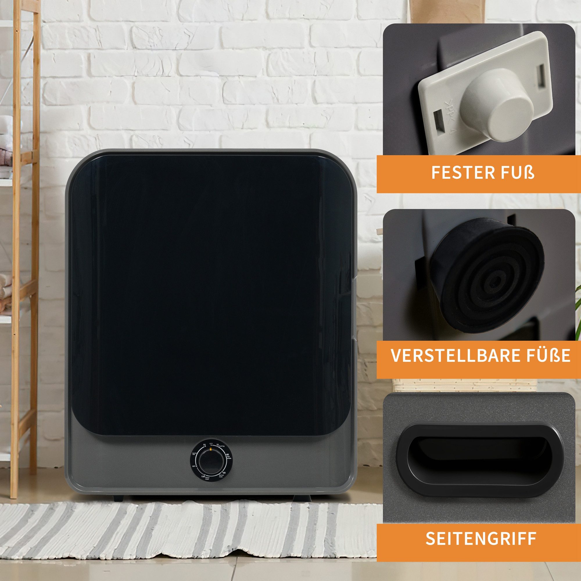 Ablufttrockner 5 Trocknungsprogramme für verschiedene Textilien 3kg