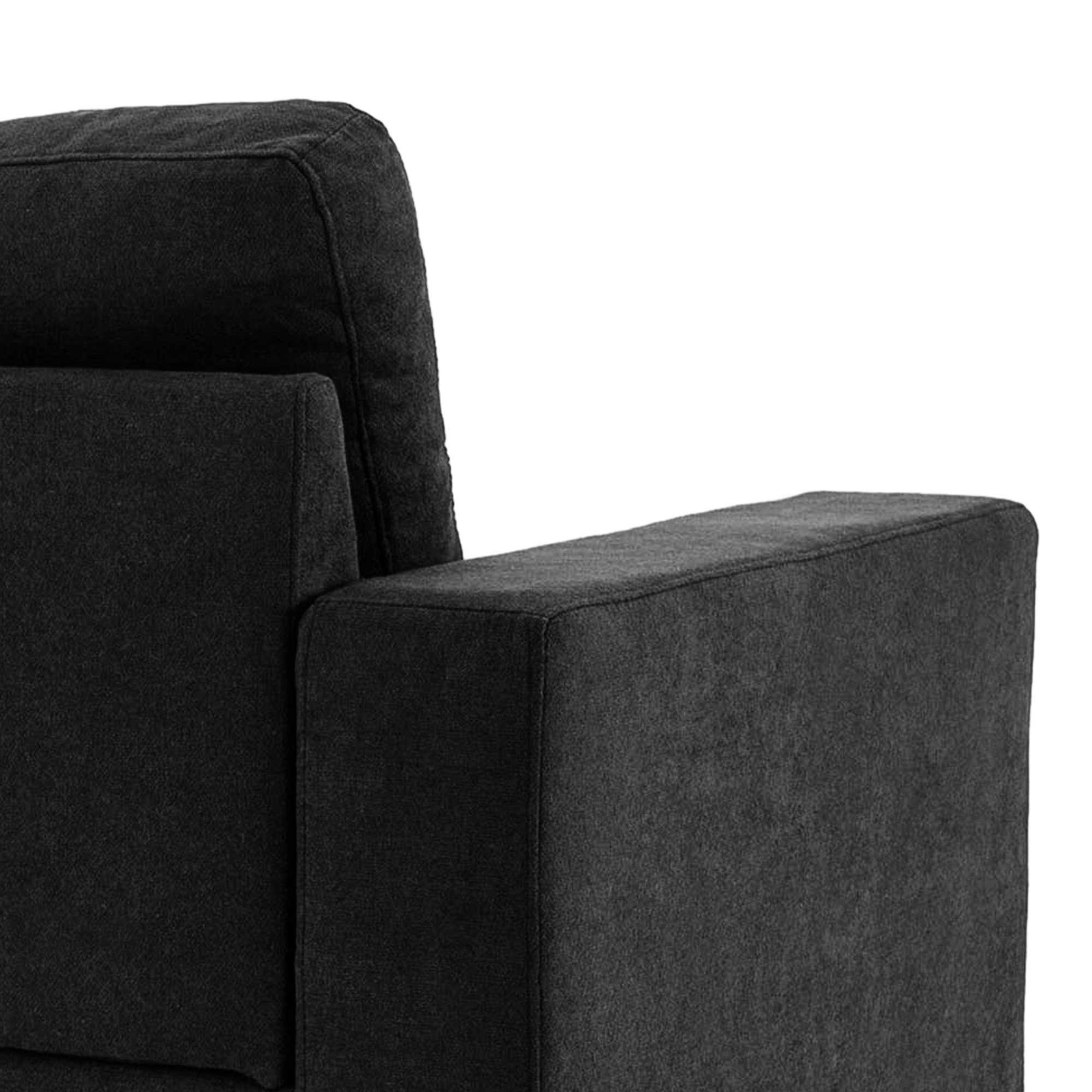 3-zits hoekbank, linnenlook, omkeerbare chaise longue, 193x136x85 cm, zwart