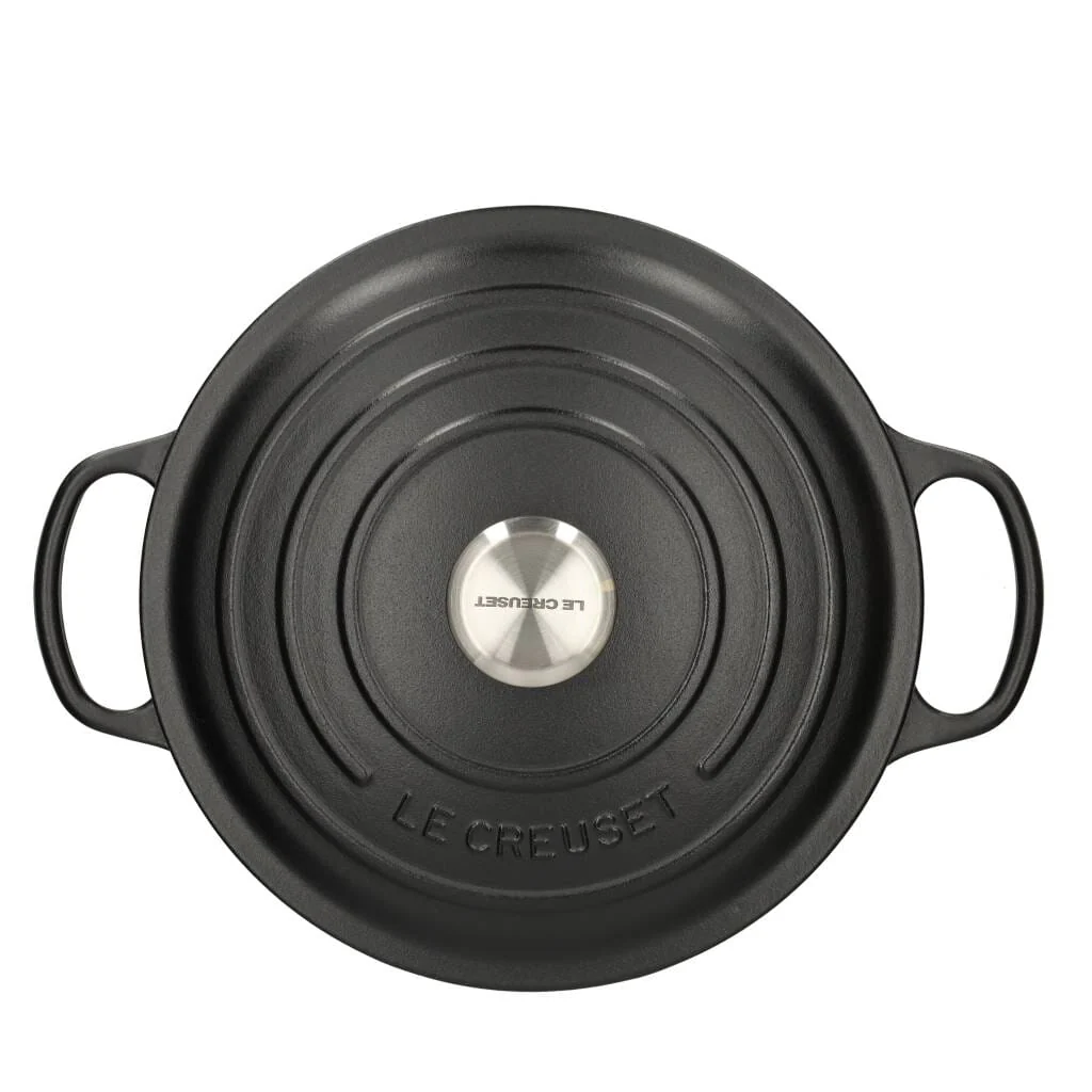 2025 Le Creuset - Sartén para asar / guisar Signature redonda Mate negro 28 cm 6,7 l (interior negro)