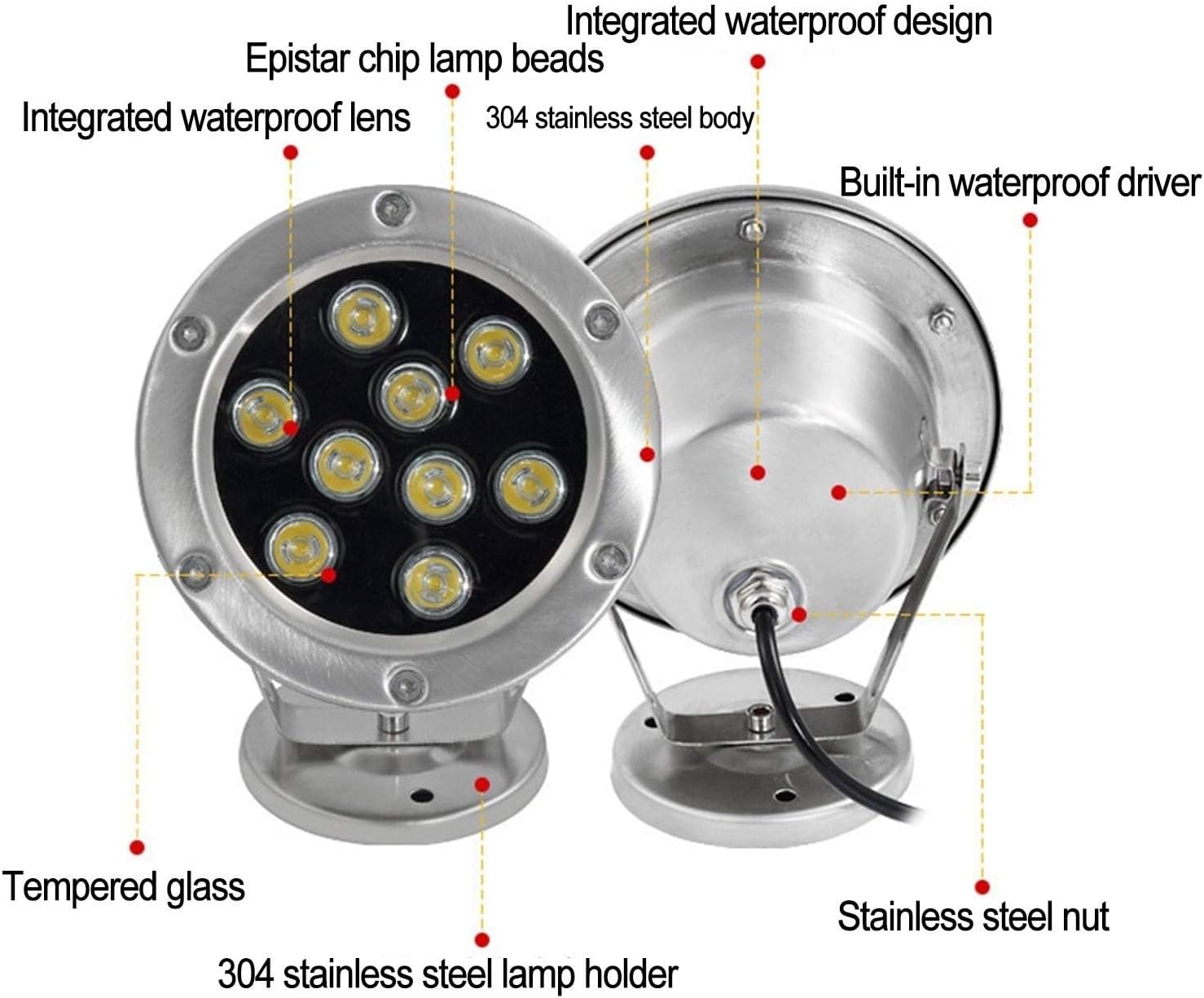 Lumière de piscine LED - Lumière de Fontaine Submersible Colorée, 12V/24V Farbwechsel-Teichlampe mit Fernbedienung, Niederspannungs-RGB-IP68-Unterwasserlicht, für Steingärten, Pools ( Color : Ac 24V ,