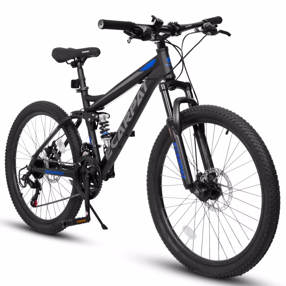 A2760 27.5 Inch Full Suspension Mountain Bike, Front and Rear Dual Shock Absorbers, Mechanical Disc Brakes, 21-Speed, Suitable for Men and Women, Ideal for Travel and Fitness Enthusiasts