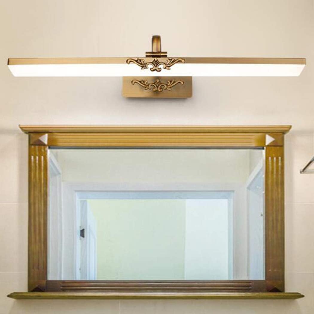Badezimmer-Waschtischleuchte, LED-Frontspiegelleuchte, Make-up-Beleuchtungskörper, Badezimmer-Wandleuchte, wasserdichte, beschlagfreie LED-Spiegelleuchte, Antik-Messing-Bilderleuchte, Kaltweiß, 61