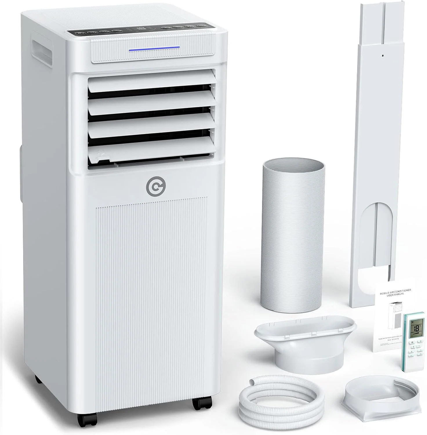 Klimaanlage Mobil 9000 BTU, 3-in-1 Mobile Klimaanlage mit Abluftschlauch,Kühlen,Entfeuchten, Luftzirkulation, LED Display&Fernbedienung, 24h-Timer, Leise&Energieeffizient, Für Räume bis zu 88 m³(33㎡)