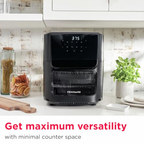 Frigidaire 5 in 1 Large Air Fryer Toaster Oven Combo   12.6 Qt Total Capacity, 3.7 Qt Basket   7 Preprogrammed Recipes, Airfryer Accessories Included, Black : Home & Kitchen