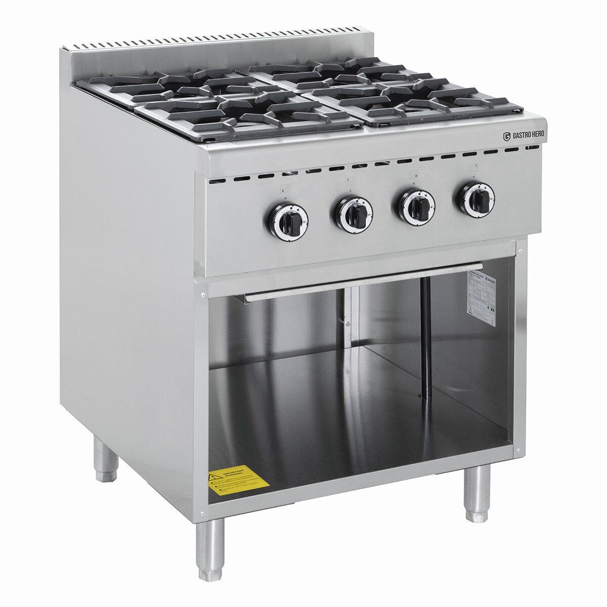 Dönergrill Gasherd mit 4 Flammen 28,8 kW - Gastronomie Gasherd aus Edelstahl