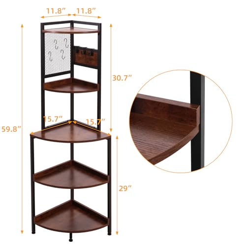 ALBAD Scaffale angolare a 5 ripiani, 150 cm, con struttura in metallo, libreria angolare in legno, espositore per piante, per bagno, soggiorno, cucina : Amazon.it: Casa e cucina
