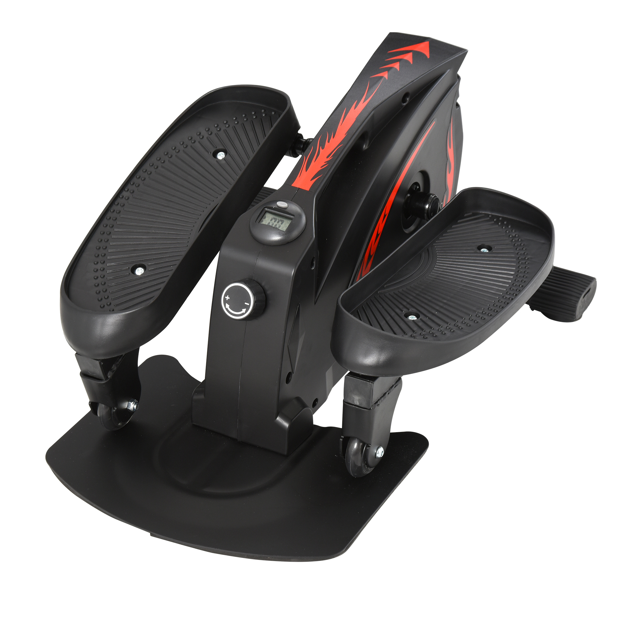 HOMCOM Mini Stepper mit LCD-Monitor, Heimtrainer, Pedaltrainer, Trainingsgerät, Stufenlos Einstellbarer Widerstand, Rutschfestes Steppbrett, Stahl