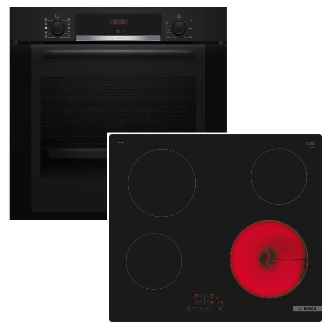 Backofen-Set Hydrolyse mit Glaskeramikkochfeld Kindersicherung autark 60 cm