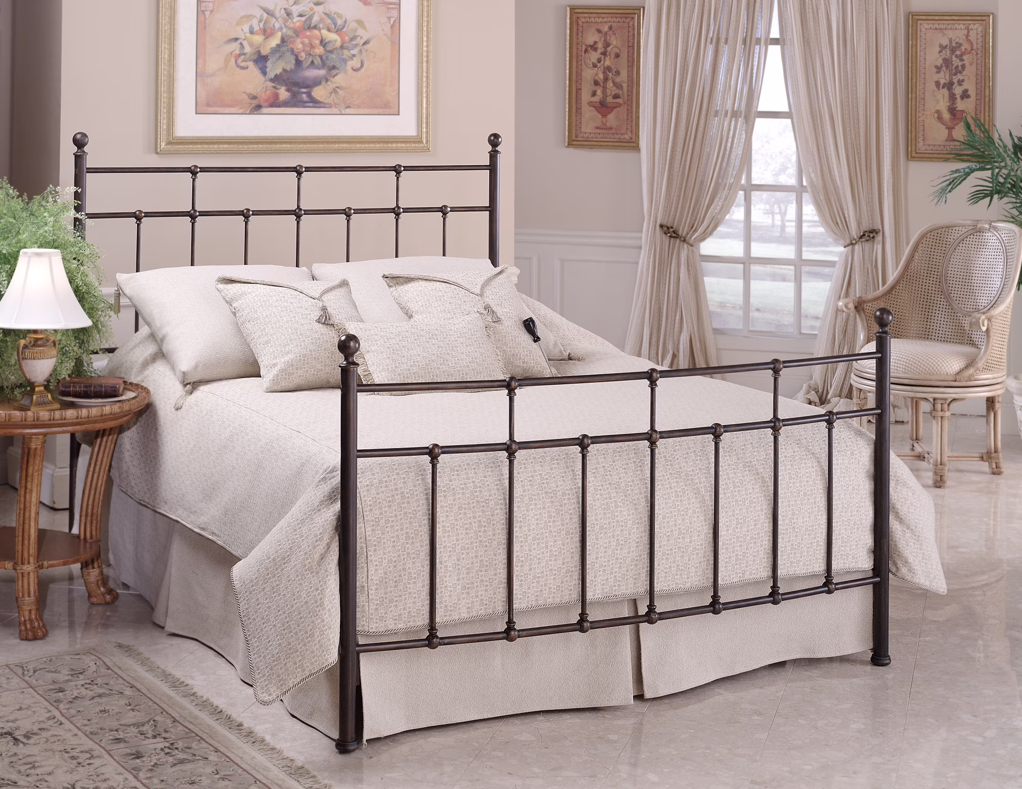 Hillsdale Furniture Providence Metal Full Bed with Spindle and Casting Design, Antique Bronze