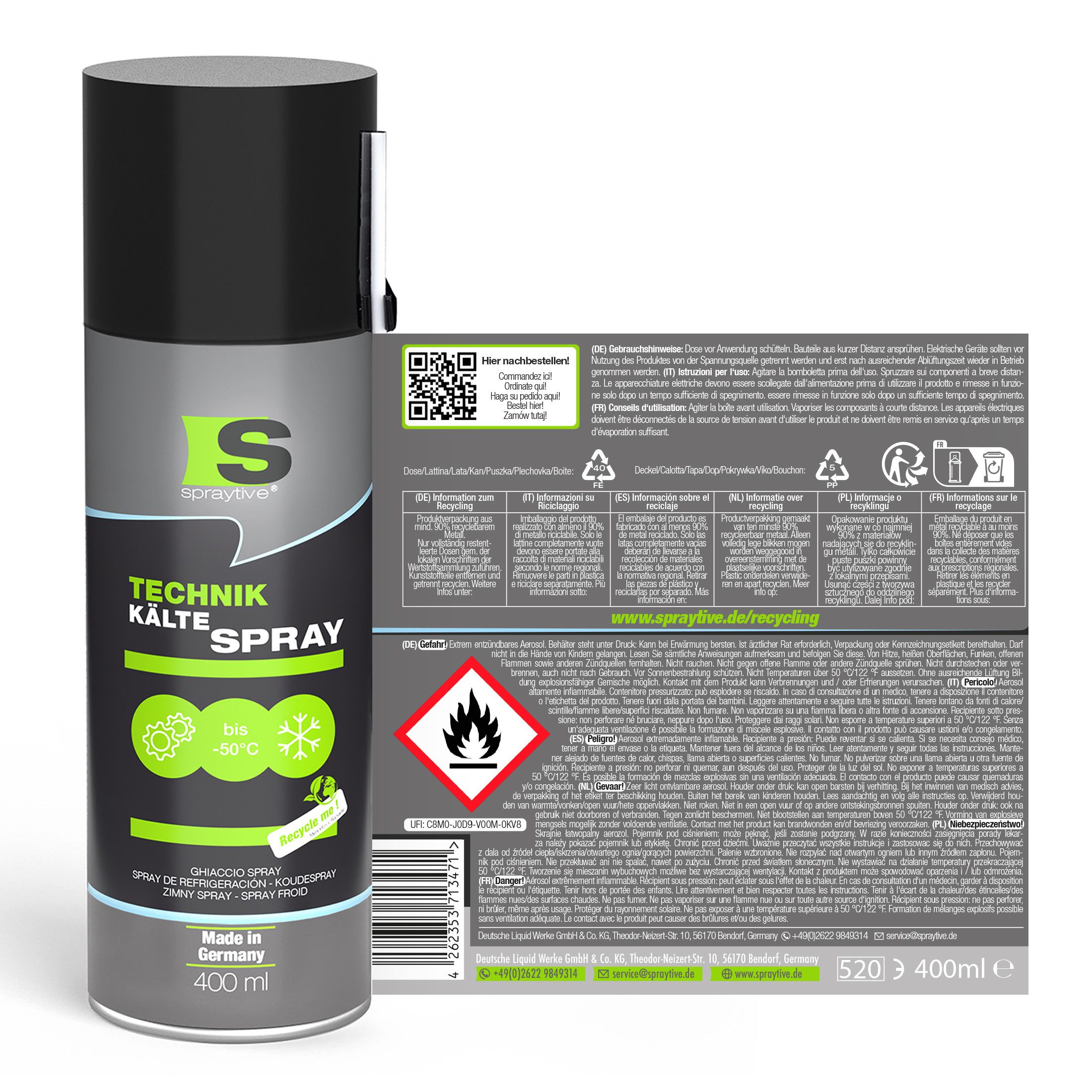 Kältemittel 2x 400ml Kältespray Werkstatt: Eisspray, Vereisungsspray bis -50°C