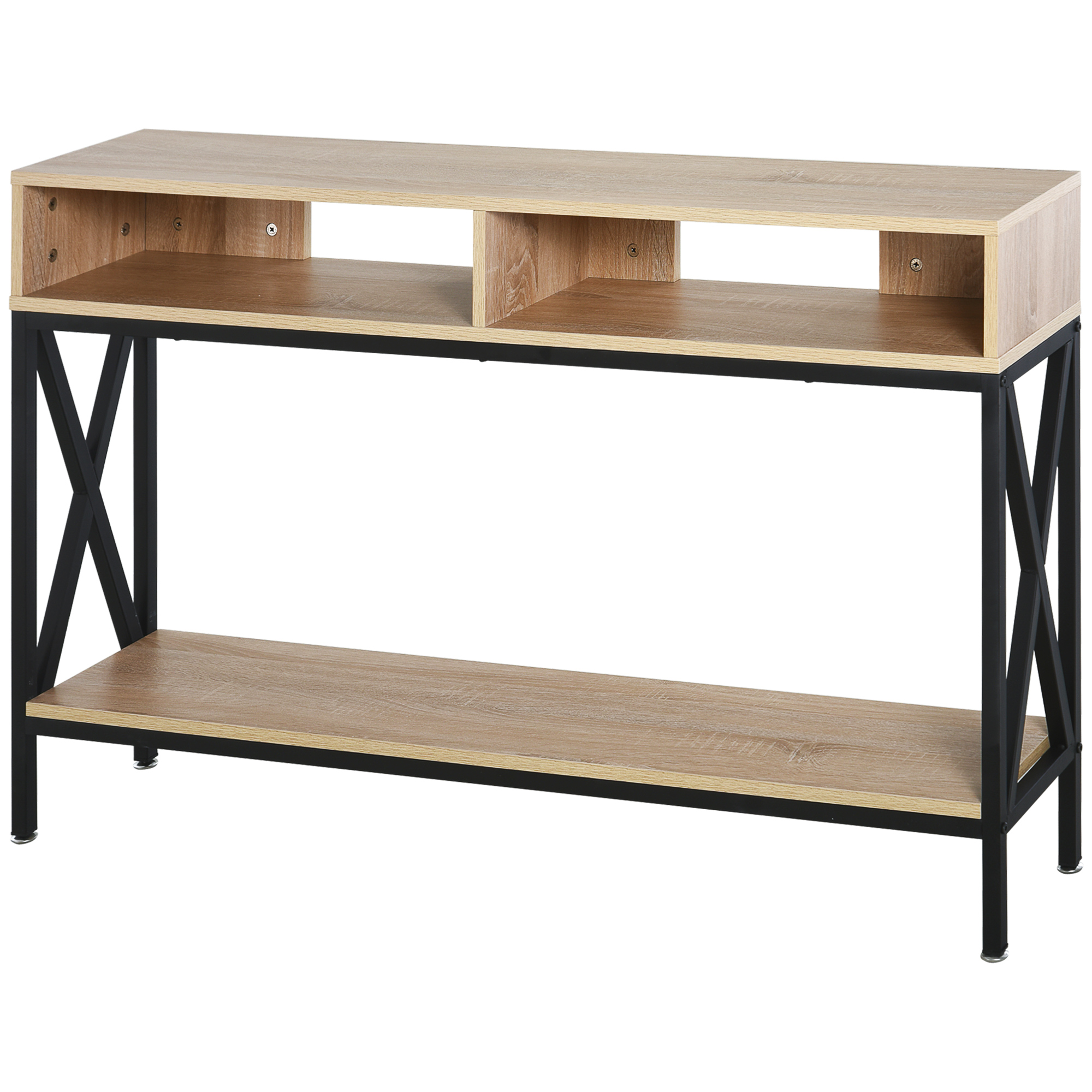 HOMCOM Konsolentisch Eintritt Konsolentisch Industrial Multifach 120 x 23,5 x 75 cm Eiche Holz