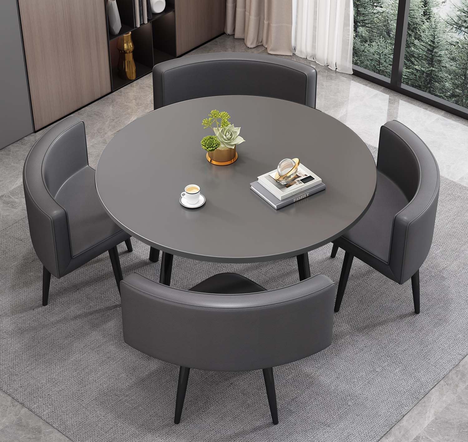 Esstisch Tisch mit 4 stühlen Set,esstisch Rundem klein Küchentisch esszimmertisch 90 cm, für 4-6 Personen, für Esszimmer, Küche, Wohnzimmer, modern Küchenstühle