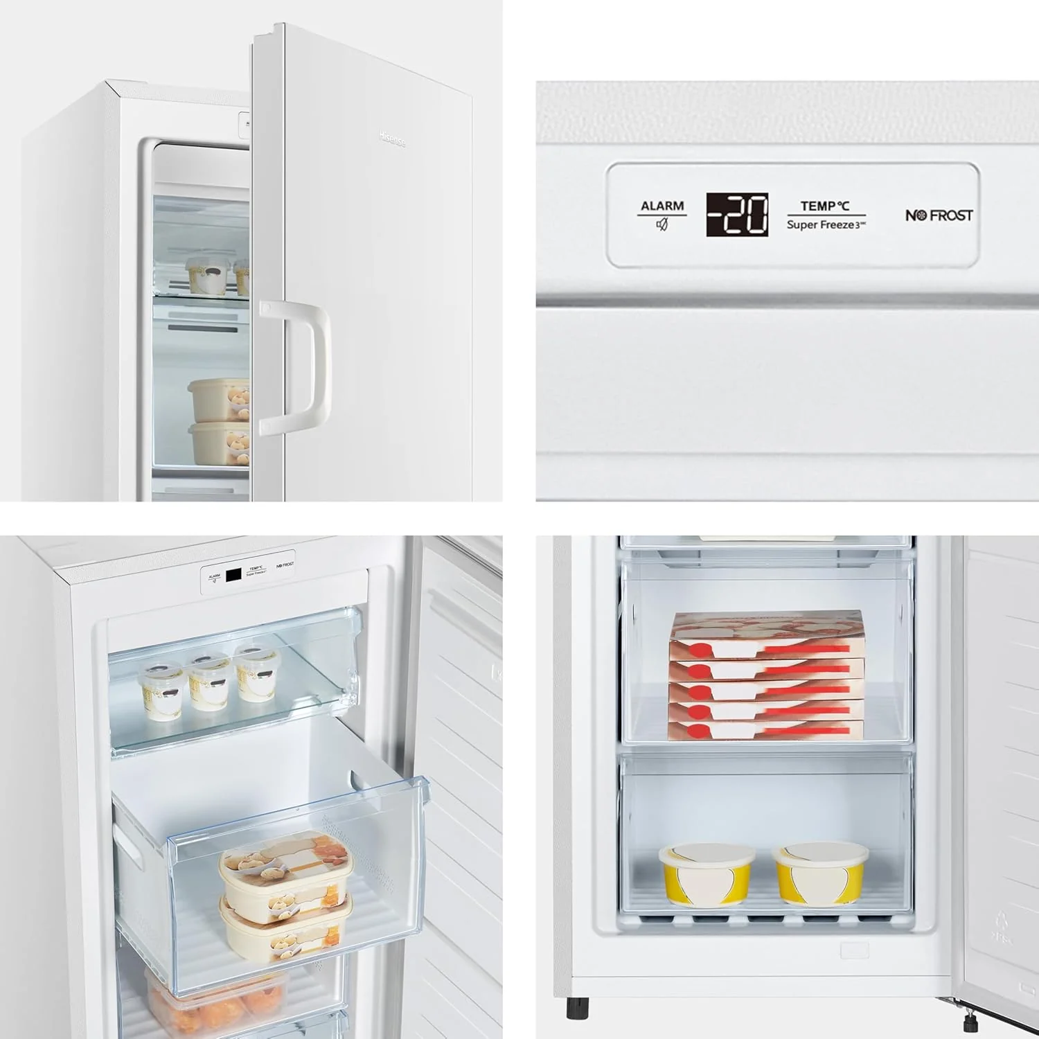 Hisense FV191N4AW2 Vriezer/ TotalNoFrost/ SuperFreeze/ Deuralarm/ Multiflow 360��/ BigBox/ 143,4 cm/ Vriesgedeelte 147 l/ 41 dB/ 205 kWh/Wit