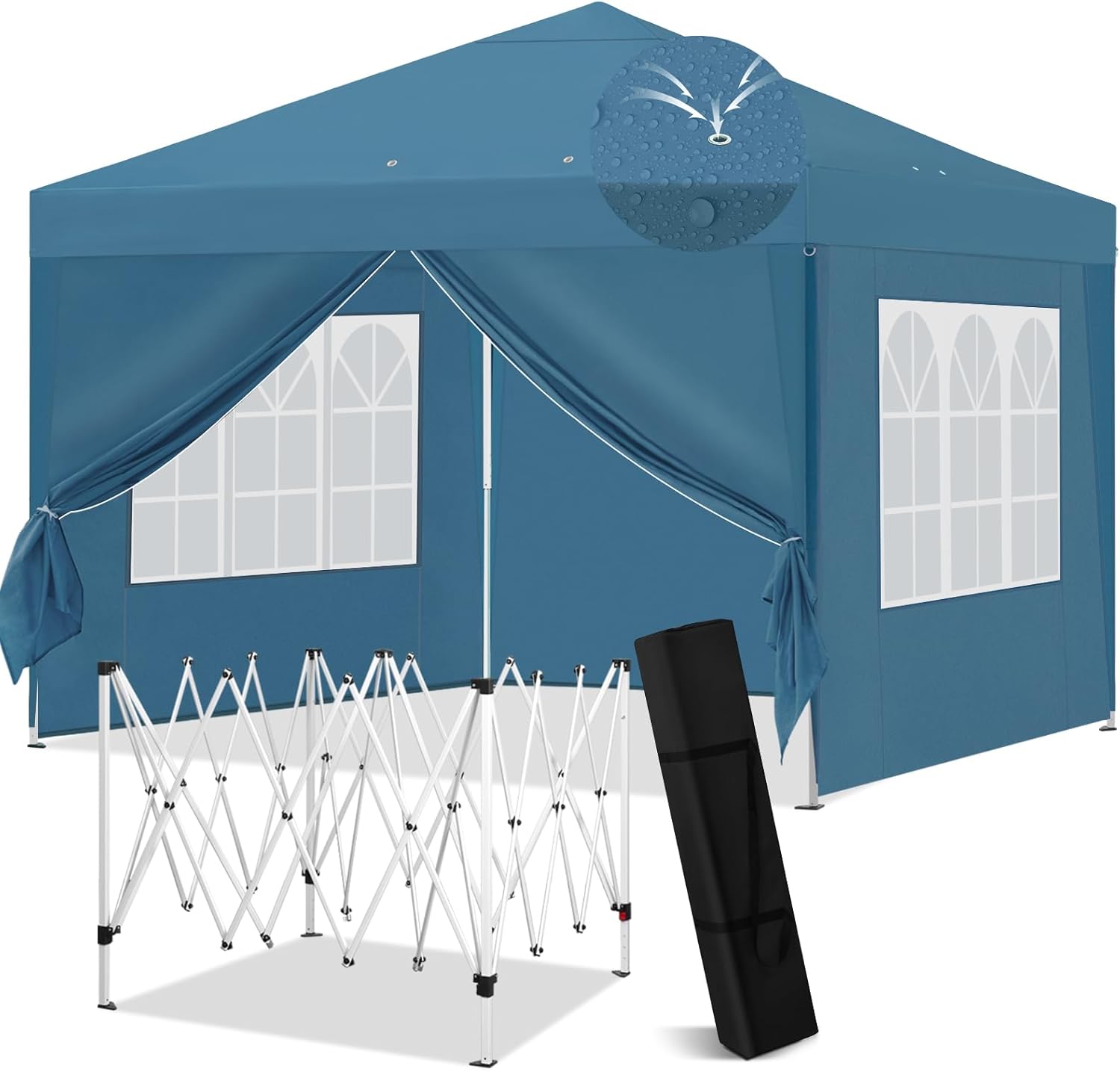 Laneetal Gazebo da Giardino con Pareti Laterali, Pergola per Campeggio, Feste, Spiaggia, Gazebo Pop-up Esterni, con Borsa per il Trasporto, 3x3 m Pieghevole, Verde