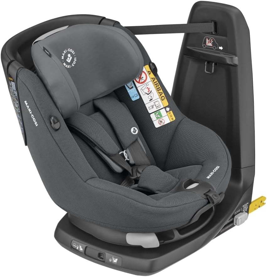 Maxi-Cosi Axissfix i-Size, Seggiolino Auto ISOFIX Girevole 360°, Bambini 4 Mesi - 4 Anni, 61-105 cm, Reclinabile 4 Posizioni, Senso Contrario di Marcia, Gruppo 1, Authentic Graphite