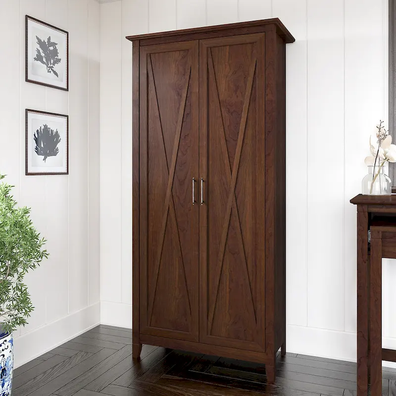 Key West Tall Storage Cabinet with Doors and Shelves by Bush Furniture