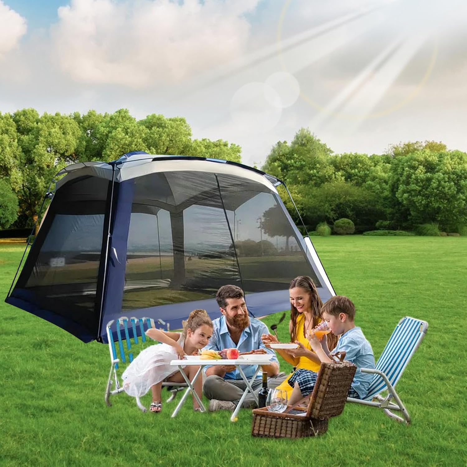 Netzzelt | UV-Beständiges Und Tragbares Schattenhaus Für Draußen - Außenzelt Mit Insektenschutz,Für Picknick, Familienurlaub, Garten, Roadtrips, Reisen Und