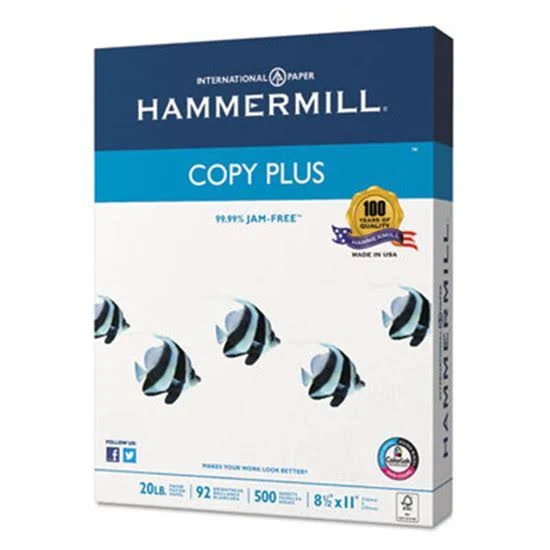 Copy Plus 92 Brightness White Copy Paper, 20lb, 8.5′′ x 11′′, 5000 Sheets/Carton, Jam-Free, Acid-Free