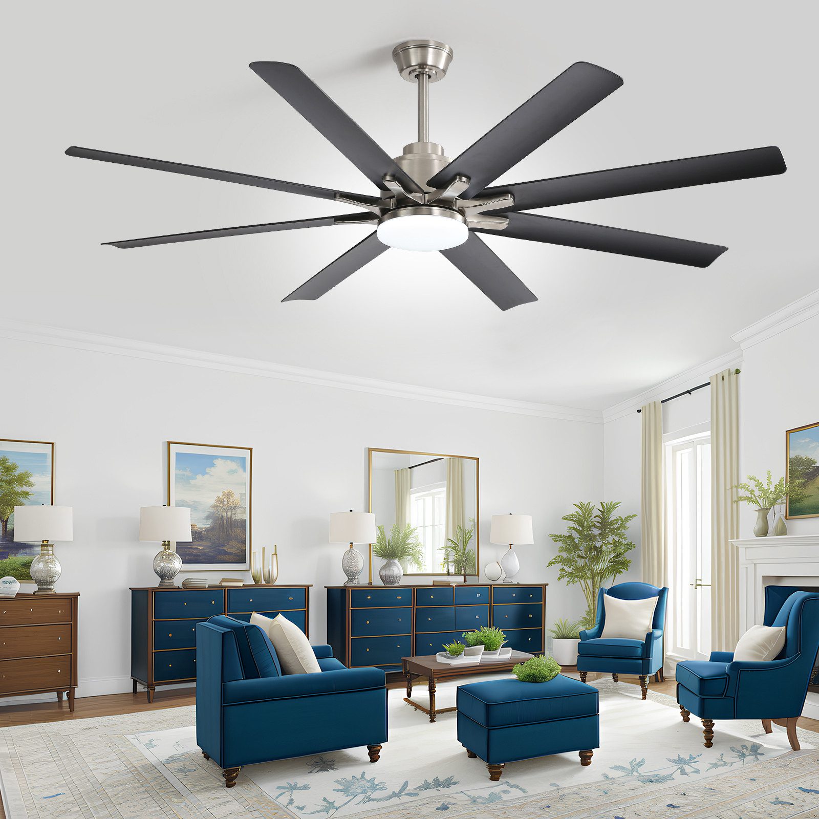 Deckenventilator mit Beleuchtung, Fernbedienung und App,168 cm (66 Zoll)