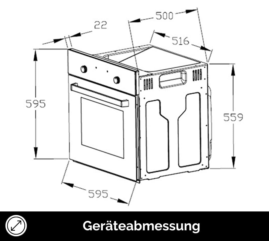 Einbauherdset mit Glaskeramikkochfeld 60 cm, 3 Backofenfunktionen und 59 L Garraum, Energieeffizienzklasse A