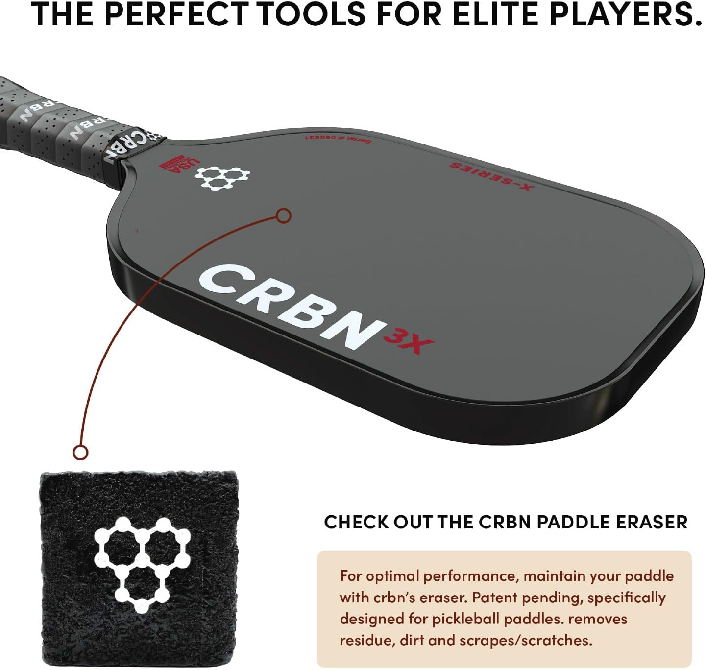 CRBN Power Series Pickleball-Paddel – Kohlefaser-Pickleball-Paddel mit Schaumstoff-eingespritzten Kanten für erweiterten Sweet Spot