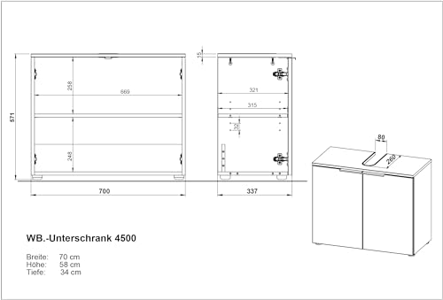 Germania Armadio per lavabo 6003 633 GW MENEN, in bianco/rovere, con ante soft close, certificato FSC, 60 x 58 x 34 cm (LxAxP) : Amazon.it: Casa e cucina