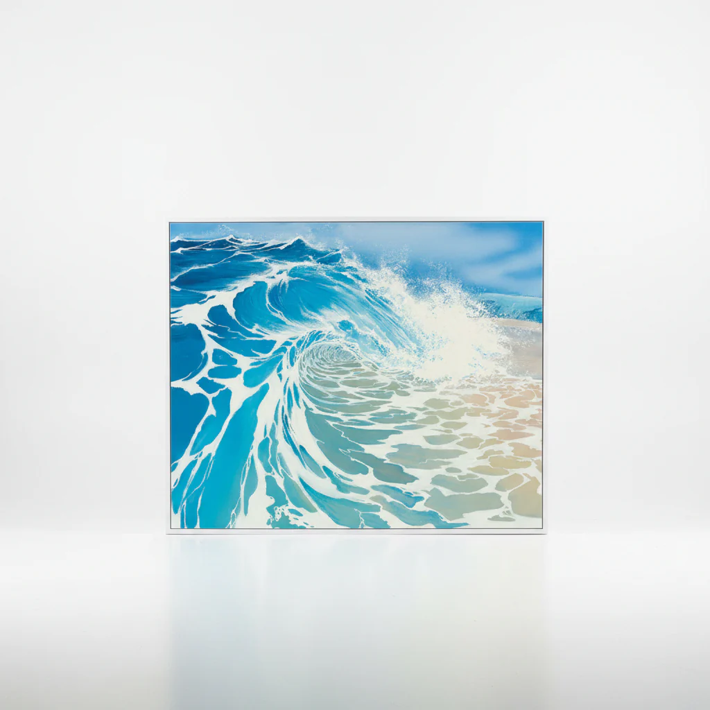 Blue Crush Wave �� Framed Canvas Print by Lamorna Penrose