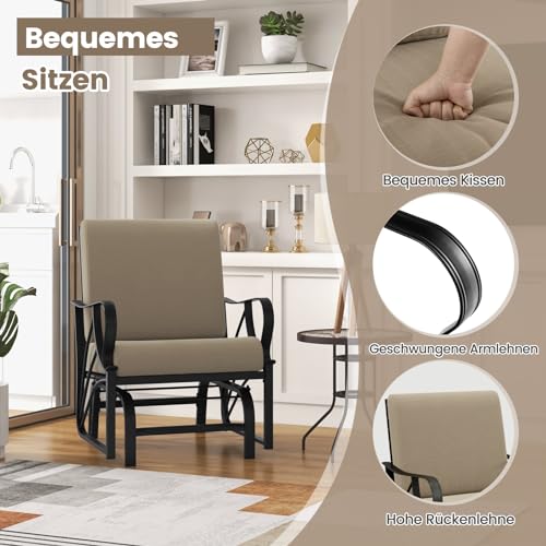 COSTWAY Sedia a Dondolo, Metallo, Marrone, 73 x 66,5 x 89 cm : Casa e cucina