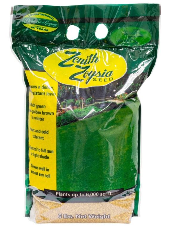Zenith Zoysia Grass Seed &ndash; 6 lb Bag, Shade & Drought Tolerant, Covers 6,000 sq ft, Dark Green Medium Texture