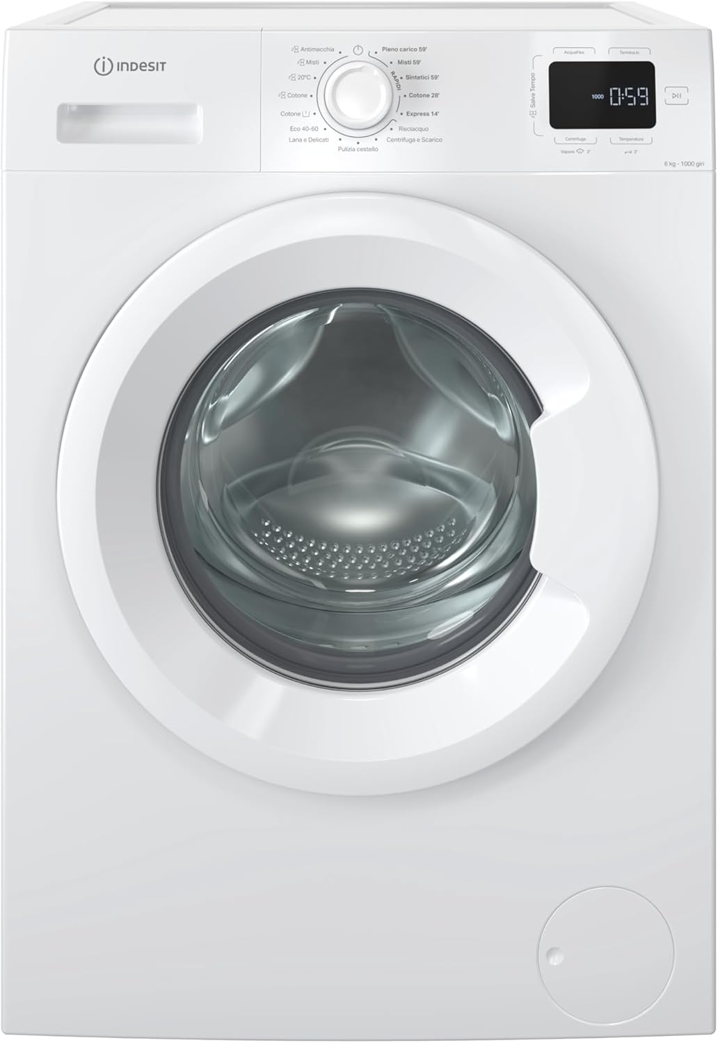 Indesit IM 640 MY TIME IT, Lavatrice 6 kg Libera Installazione Slim, Carica Frontale, Centrifuga 1000 Giri al Minuto, Dimensioni 84.5 x 60 x 44.6 cm, Classe Energetica B