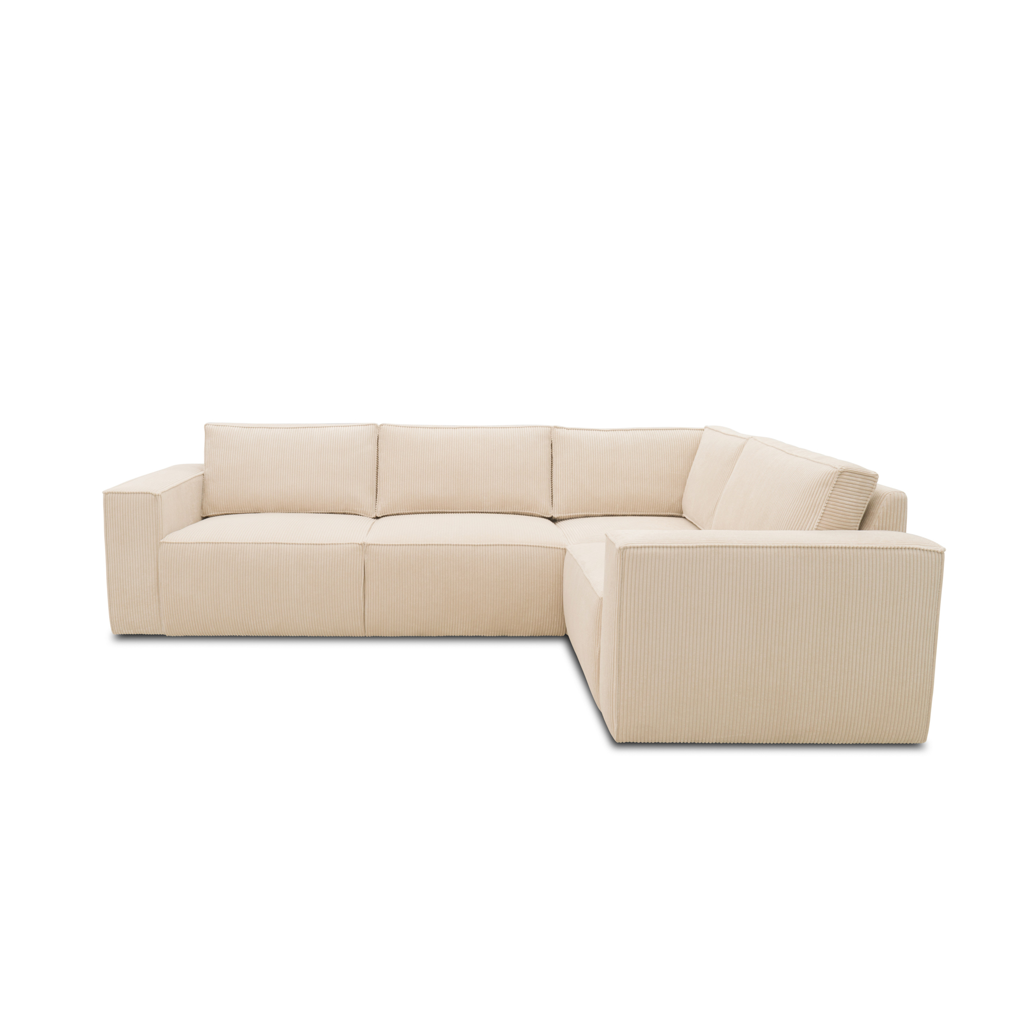 Ecksofa 101 017, Sofa, L-Form, Cord-Sofa, Couch, Polsterecke, Eckcouch, 277 x 197 x 84 cm (BxTxH), Creme