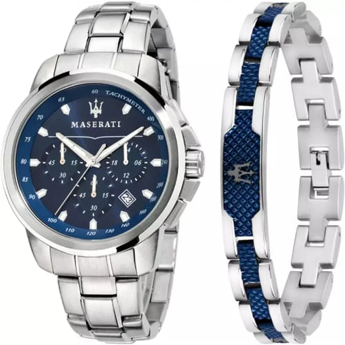 Orologio Maserati Successo crono blu e acciaio special pack R8851121016