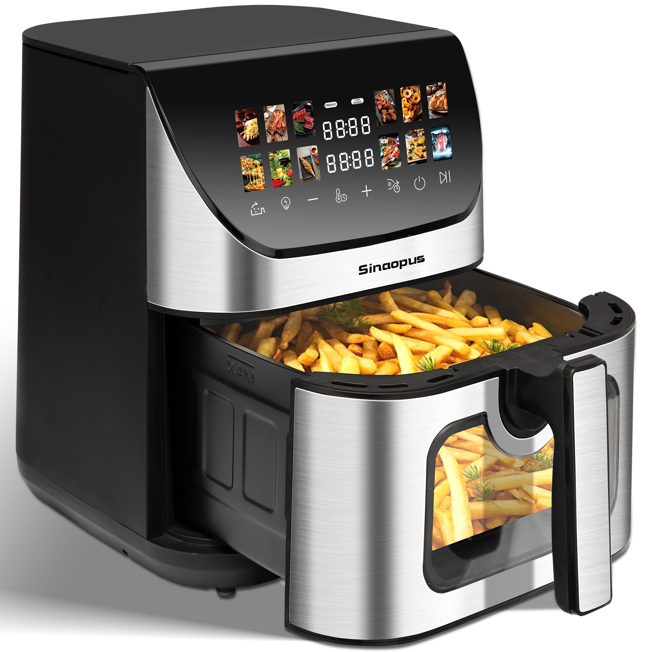 Heißluftfritteuse XXL Airfryer 9 L – Heißluftfritteuse mit LED-Farbdisplay & Sichtfenster