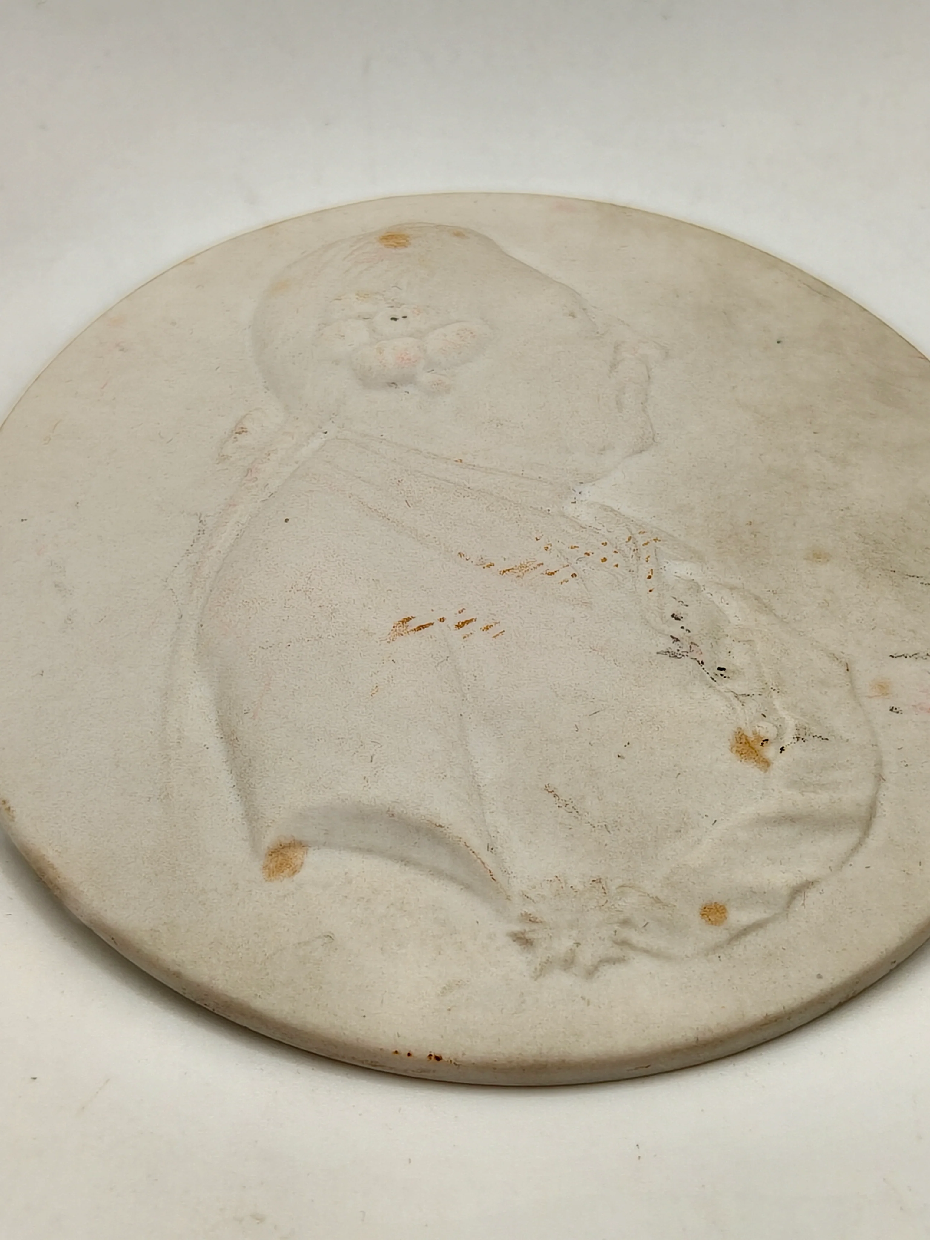 KPM Berlin white biscuit porcelain medallion. Frederick The Great