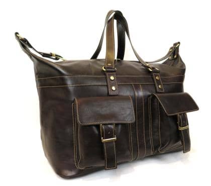Large Unisex Leather Travel Bag �C Made in Italy - Brown