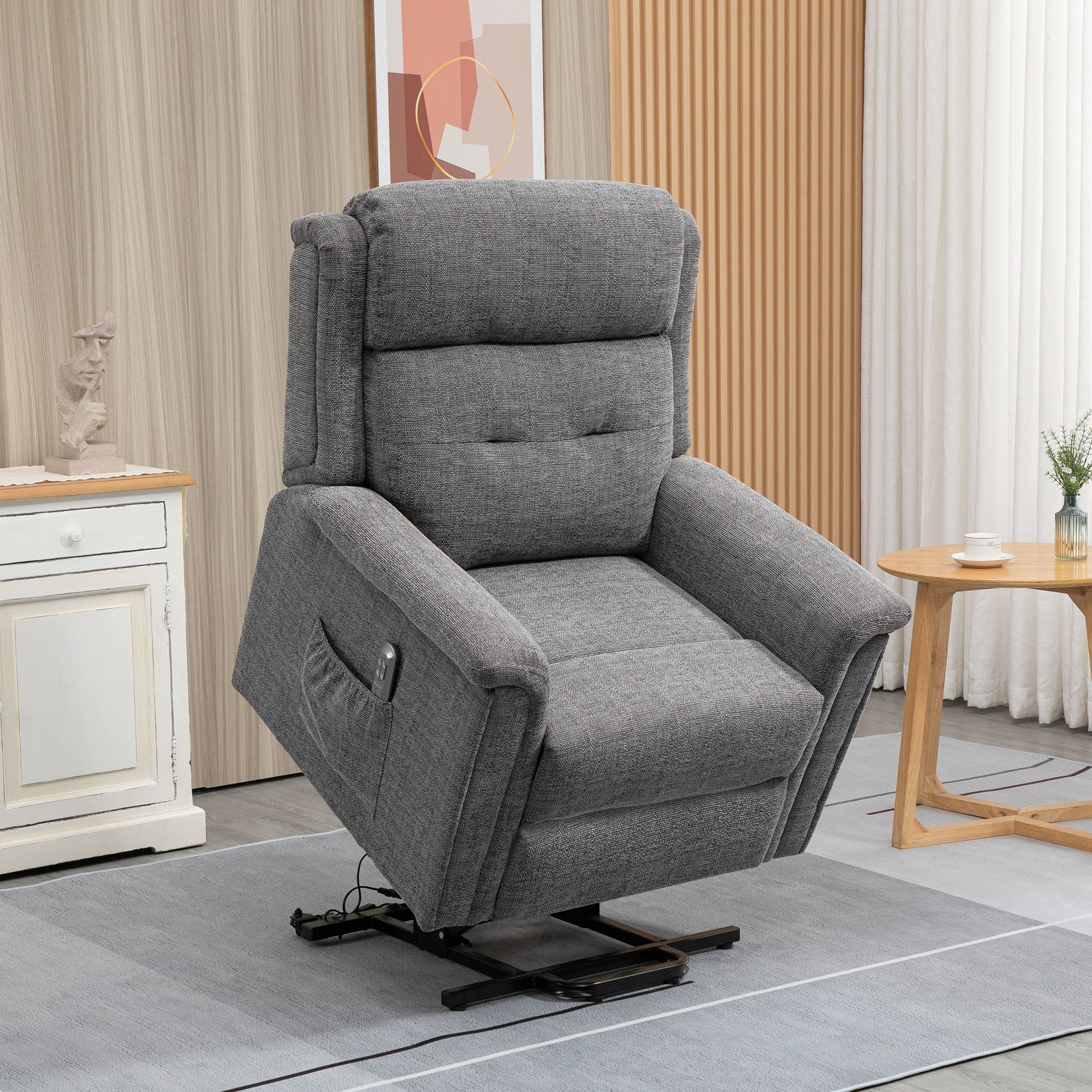 HOMCOM Sta-op stoel elektrisch verstelbaar Relaxfauteuil grijs