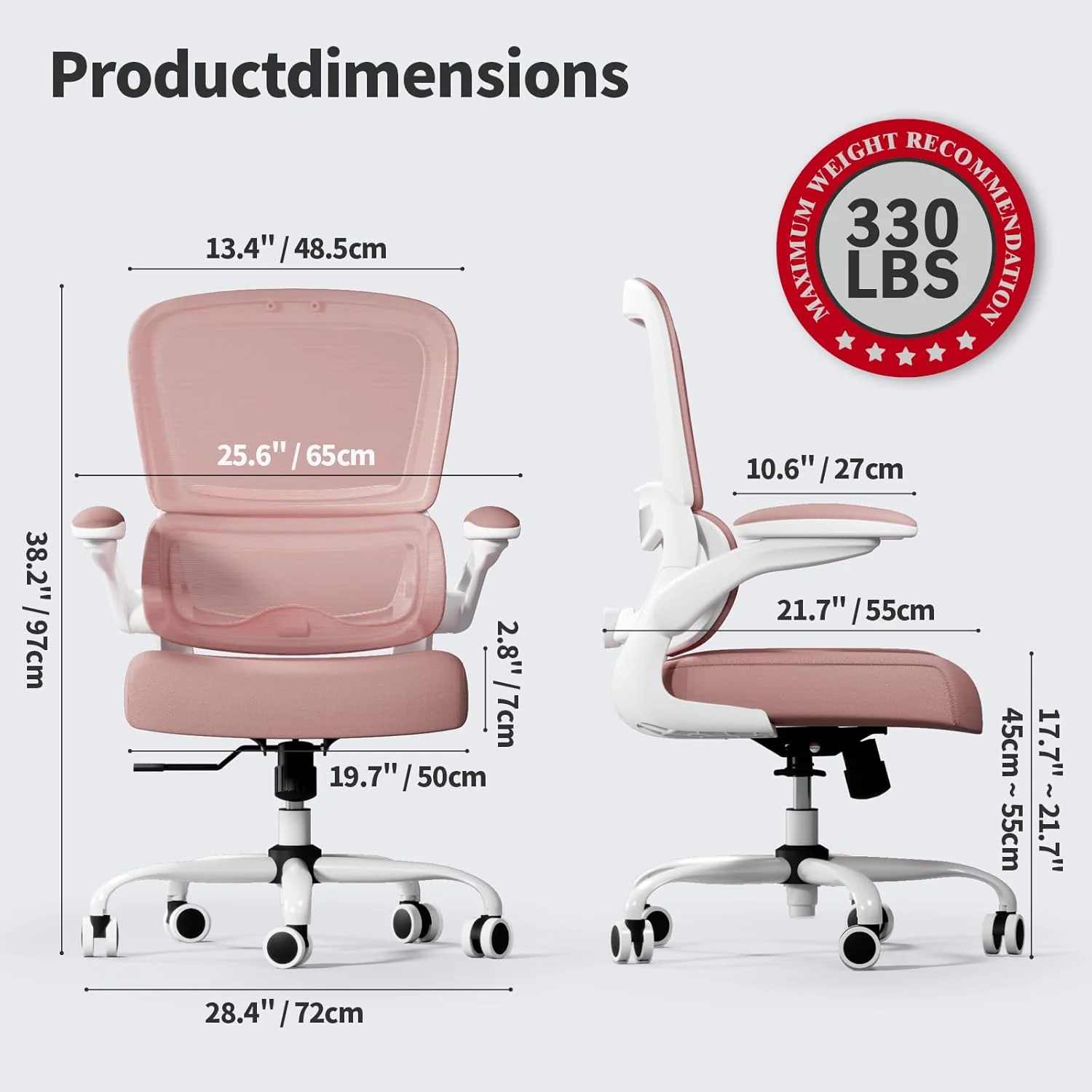 TRALT Office Chair Ergonomic Desk Chair 330 lbs Home Mesh Gaming Chair with Wheels