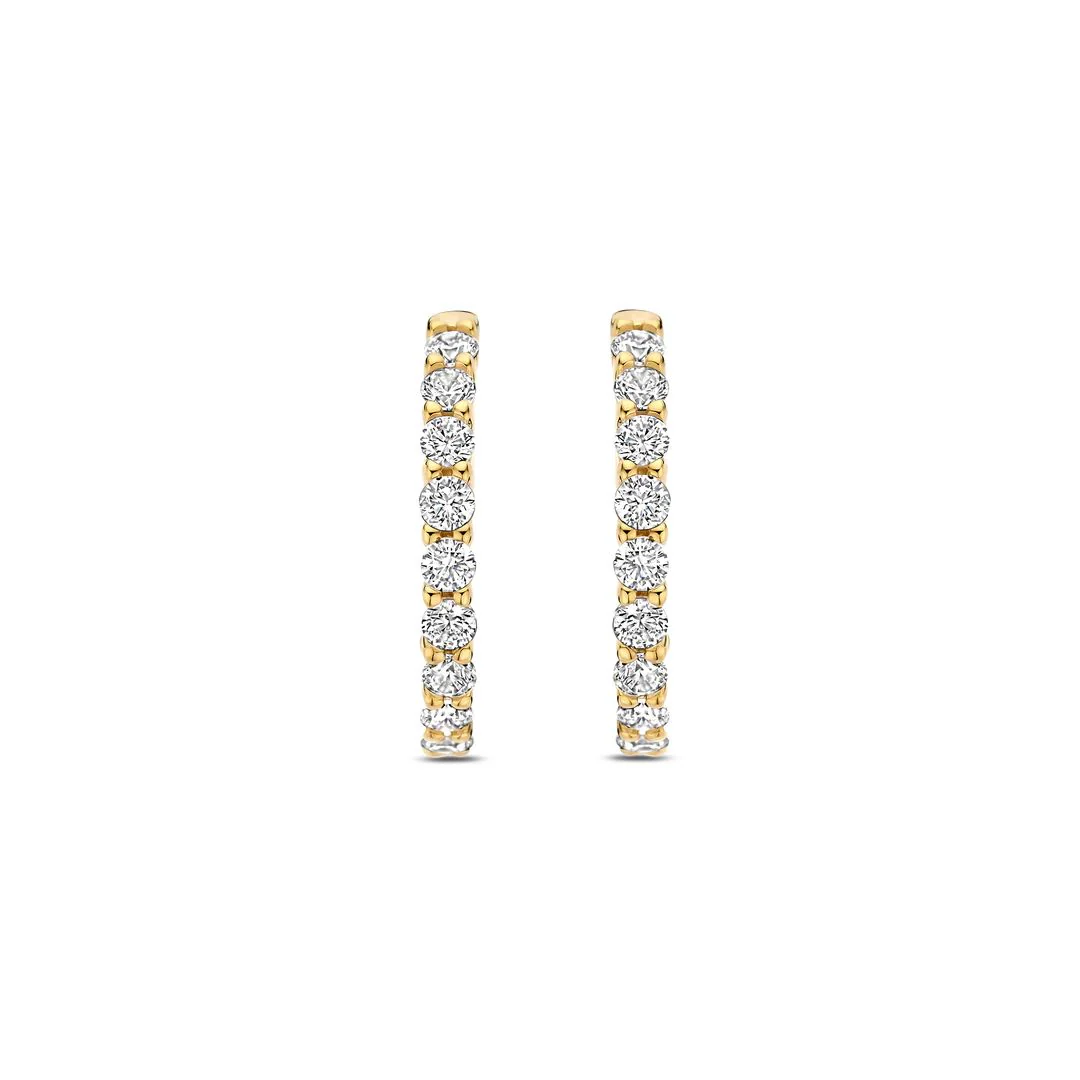 Orecchini Ti Sento Milano cerchio 18 mm dorato con zirconi 7958ZY