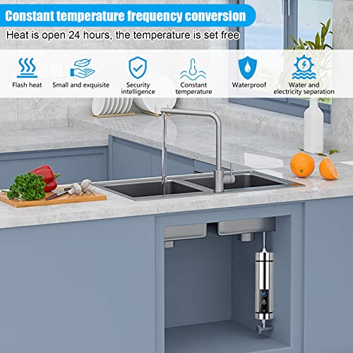 Mini Scaldacqua Istantaneo, Scaldabagno Elettrico Istantaneo Riscaldamento dell'acqua Tankless per Bagno Cucina, Display della Temperatura a LED, 220 V, 3500 W (argento) : Amazon.it: Fai da te