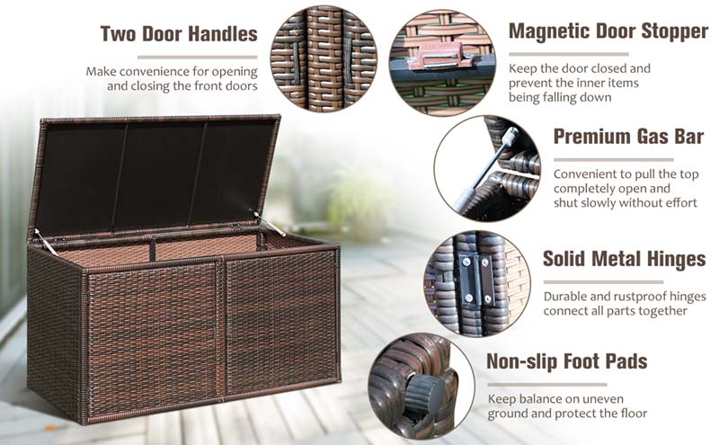 Eletriclife 88 Gallon Garden Patio Rattan Storage Container Box Black
