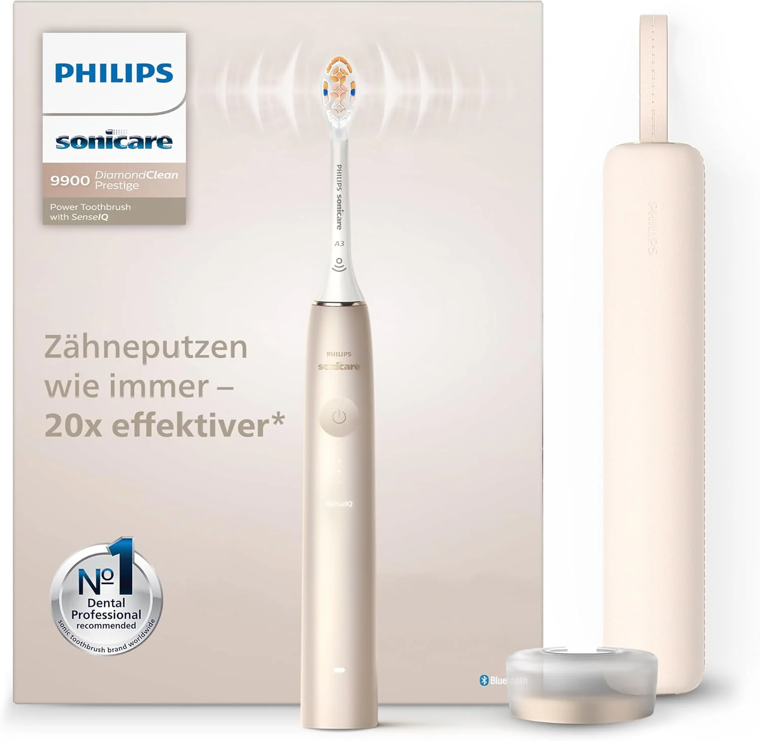 Philips Sonicare DiamondClean Prestige 9900 �C Elektrische Zahnb��rste mit SenseIQ, A3 Premium-All-in-One-B��rstenkopf und Ladeetui in Mitternachtsblau (Modell HX9992/12)