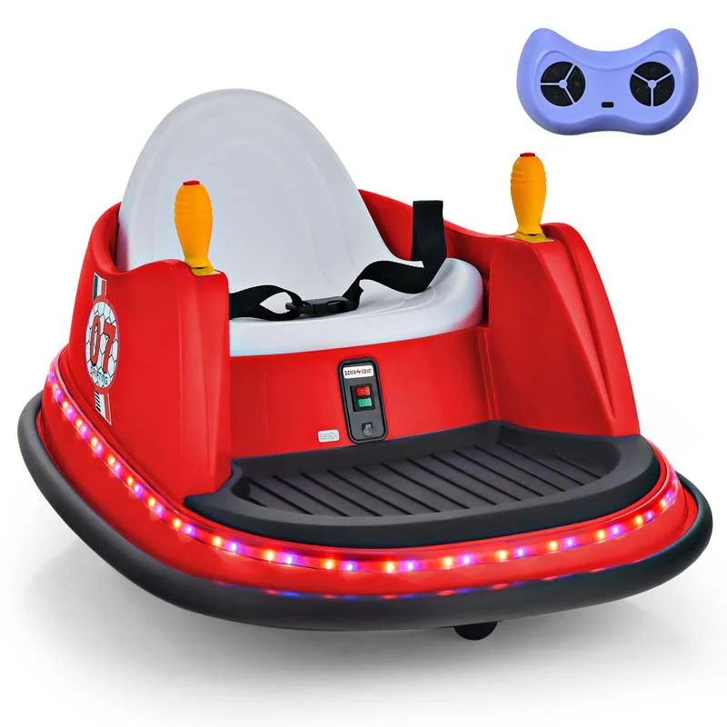 12V Toddler Bumping Car Battery Powered Baby Ride On Bumper Car With Dual Joysticks Flashing Led Light Amp 360 Degree Spin