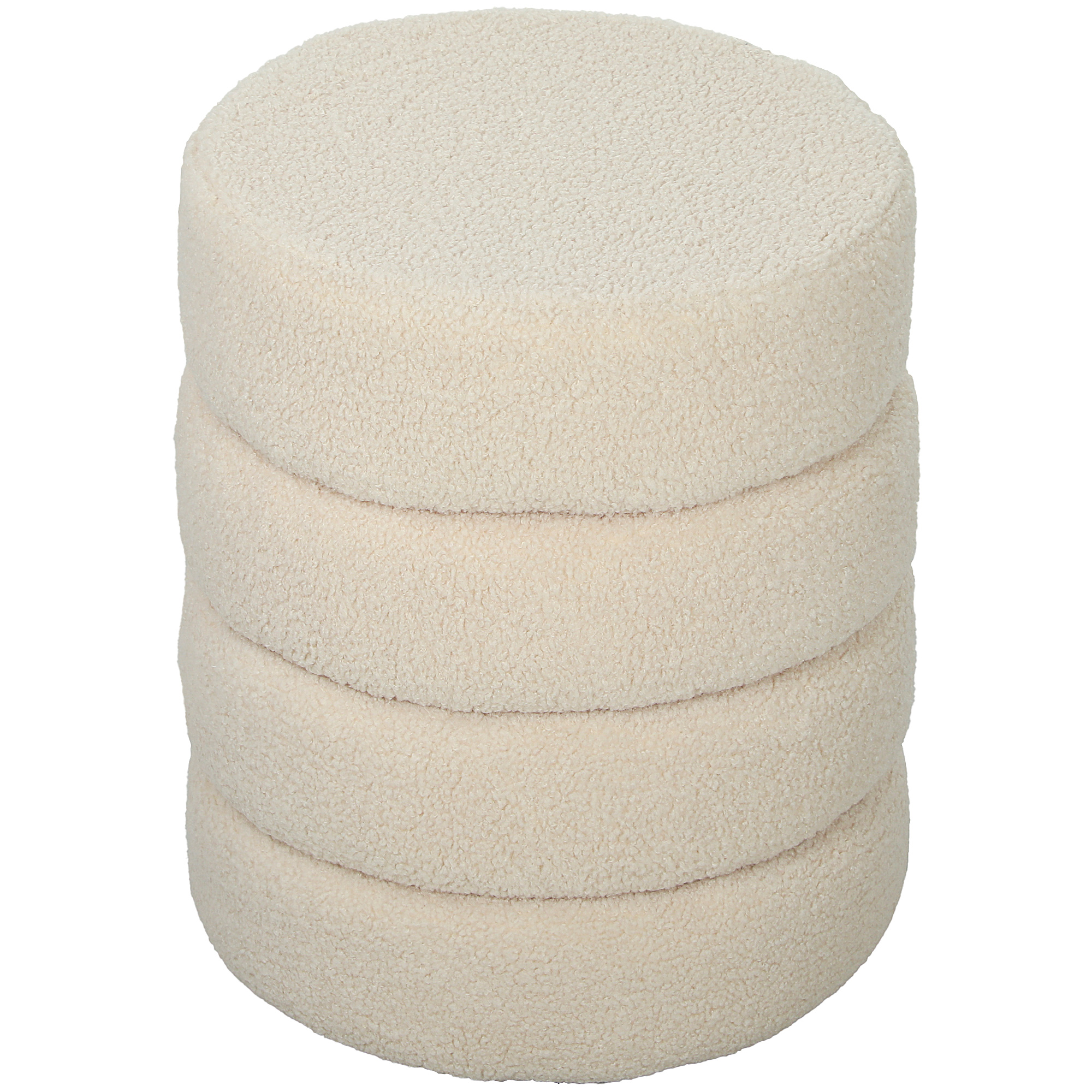 HOMCOM Hocker, rund, Teddyfleece, Metallgestell, bis 120kg, Φ40x45H cm, Beige