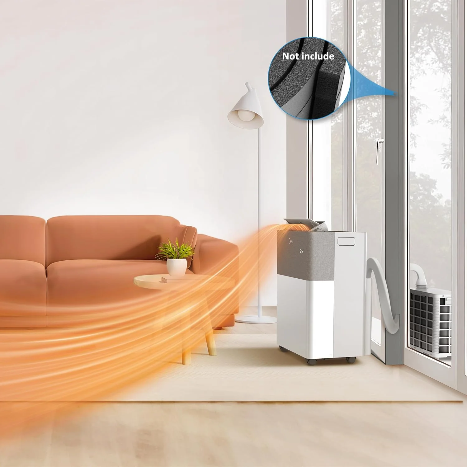 Midea Portasplit Mobiele Airconditioner, Mobiele Warmtepomp, Koelen A++/Verwarmen A+, 12000 BTU 3,5kW, voor ruimtes tot 42 m2 / 105 m3, slechts 39 dB(A) in Silent-modus