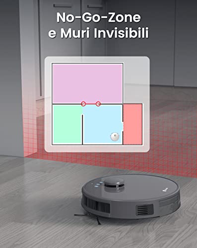 LEFANT M1 Robot Aspirapolvere Lavapavimenti con Mappatura,Navigazione LDS,4000 Pa Potente Aspirazione,150 min,Zona Vietata,Aspirapolvere Robot Sottile da Diam 32 cm Controllo App/Alexa,Grigio : Casa e cucina
